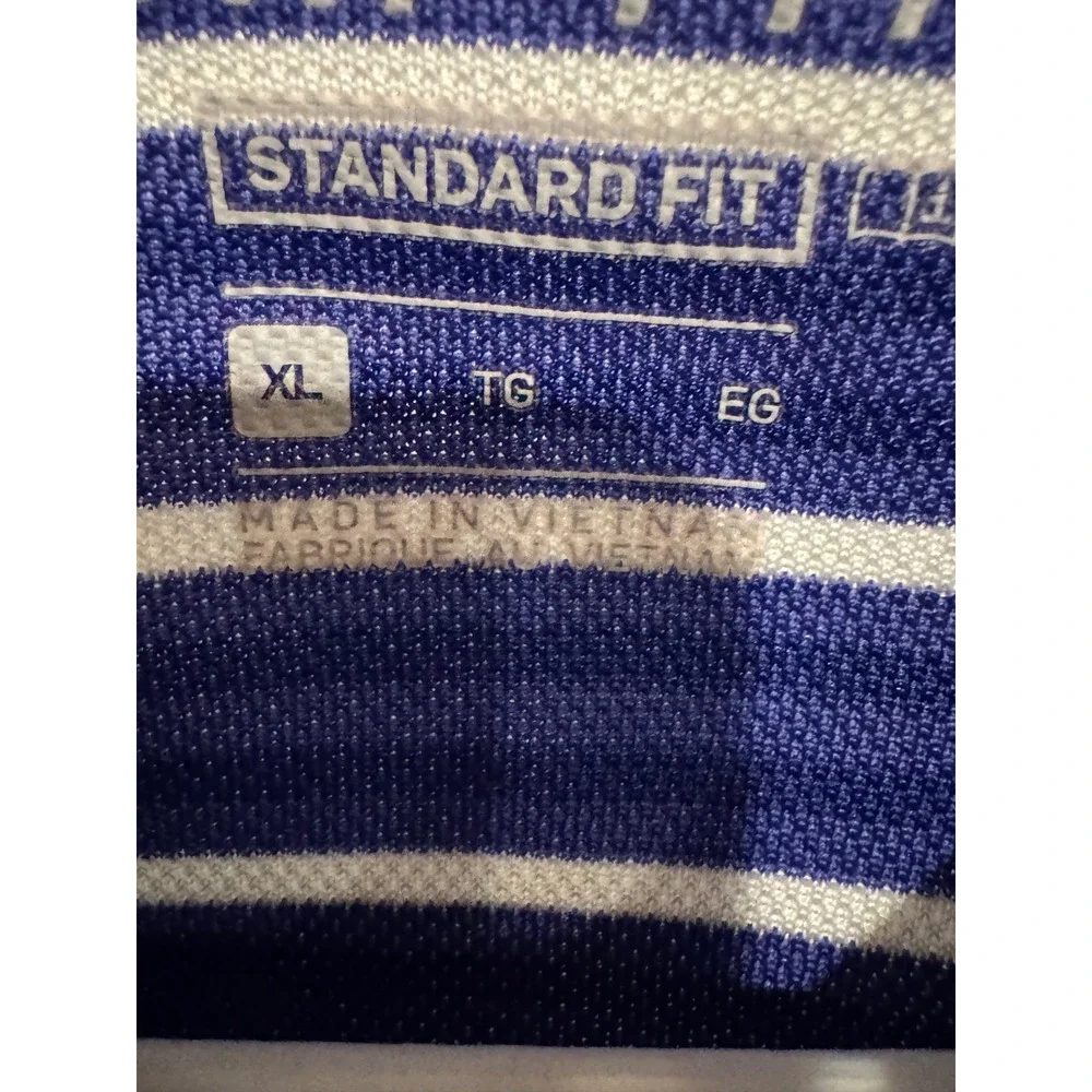 Nike Dri-FIT Polo Shirt Mens XL Blue White Striped Short Sleeve Standard Fit